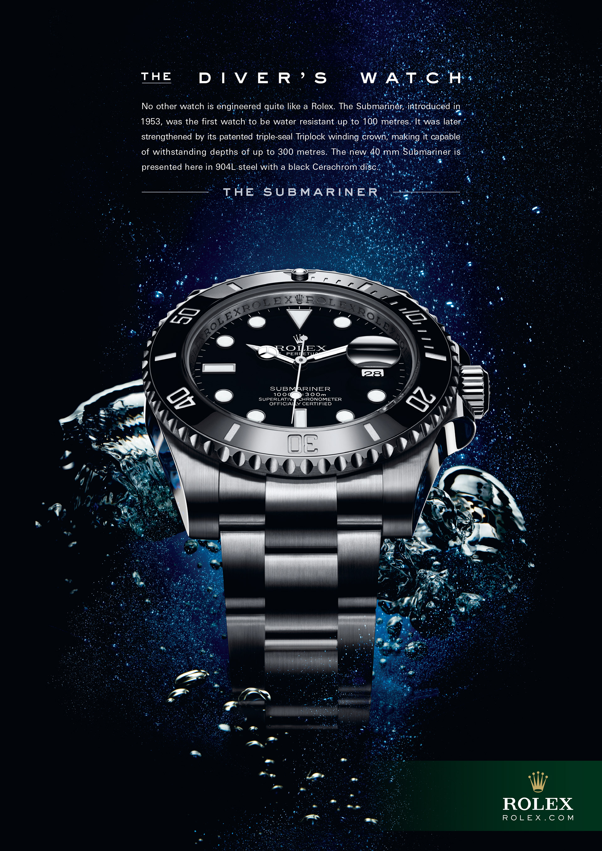 Rolex — luxury watch advertising.