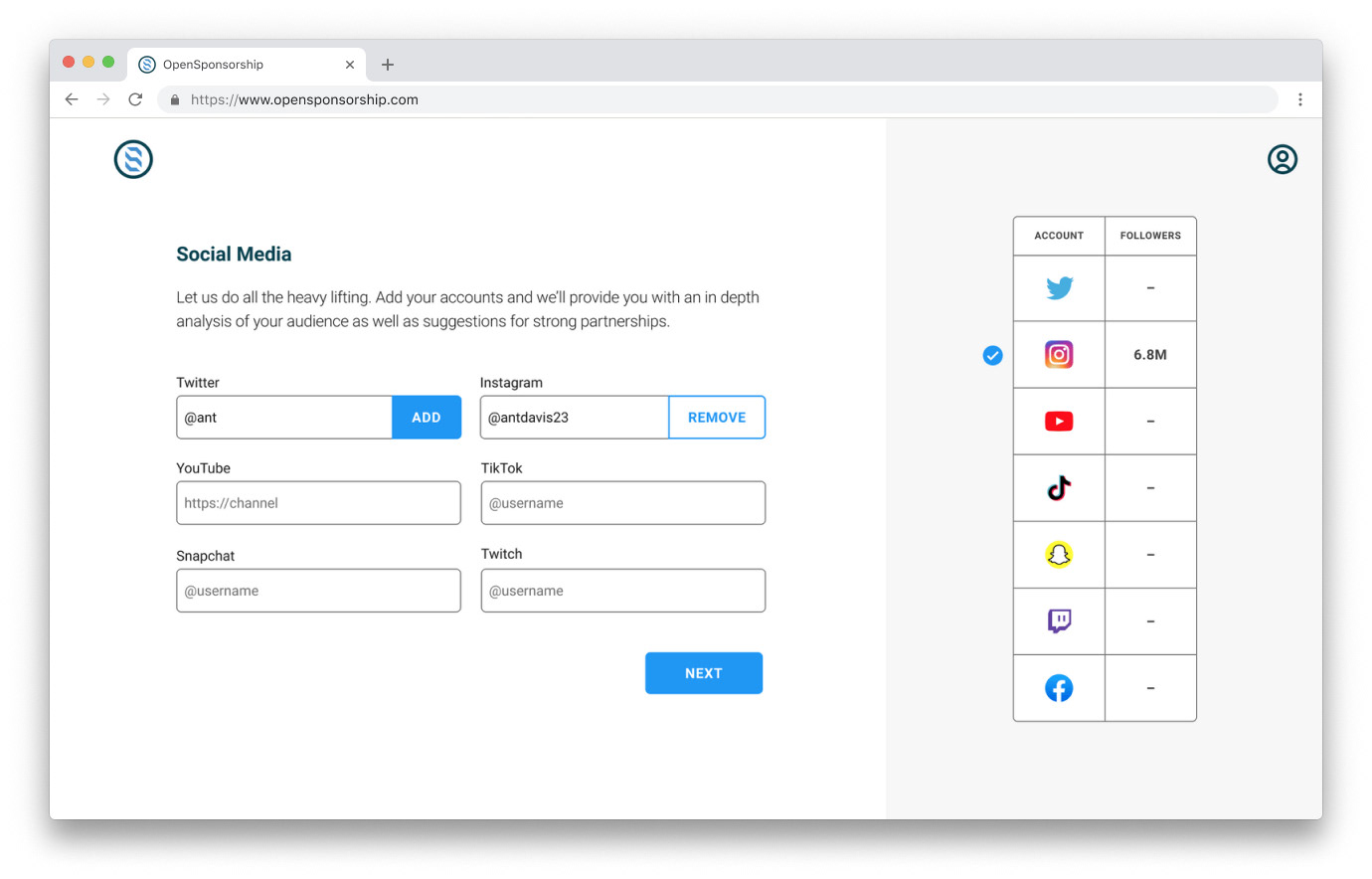 New sign-up flow.