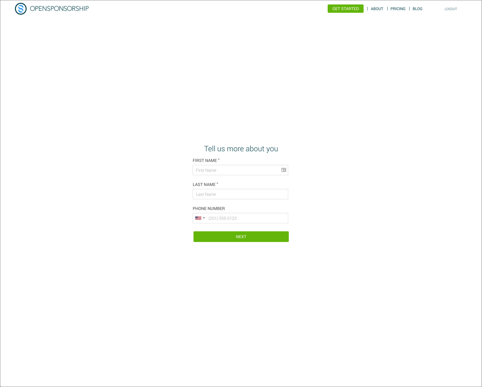 Original sign-up flow.
