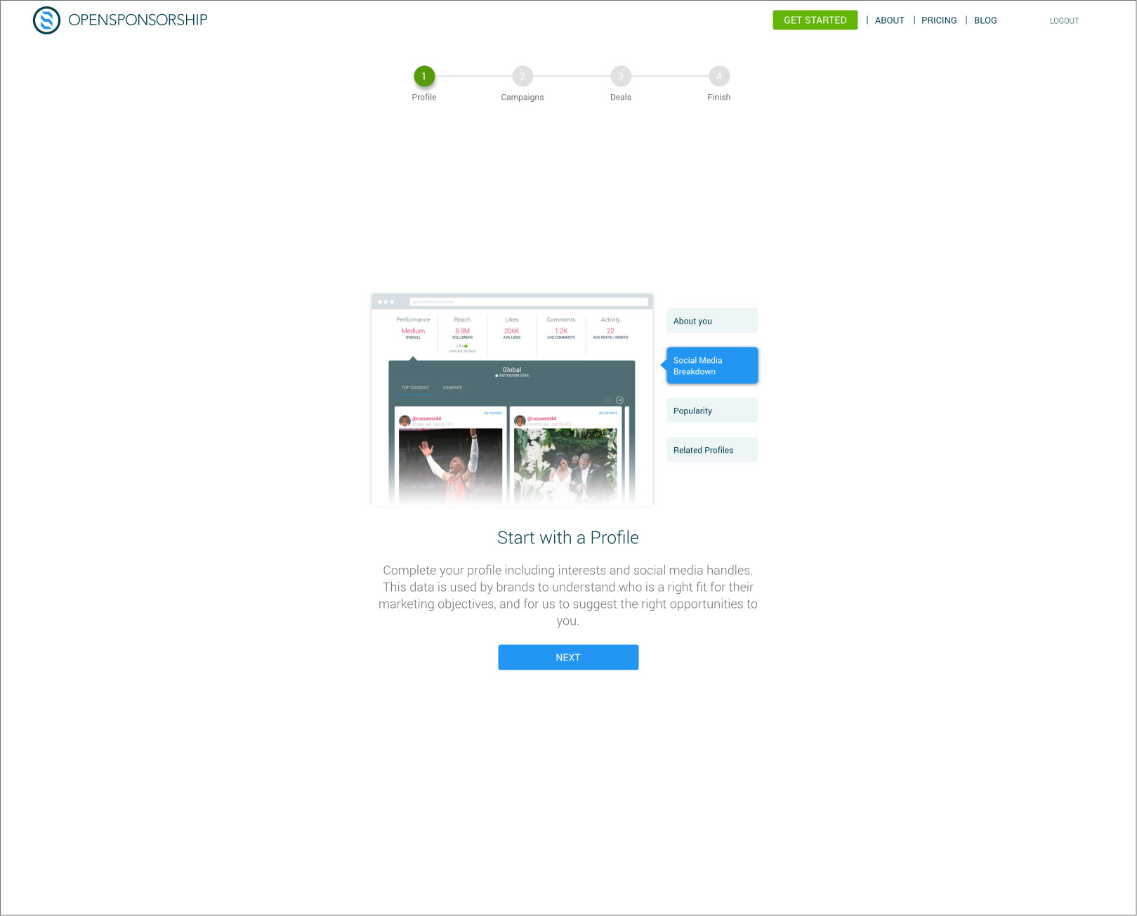 Original sign-up flow.