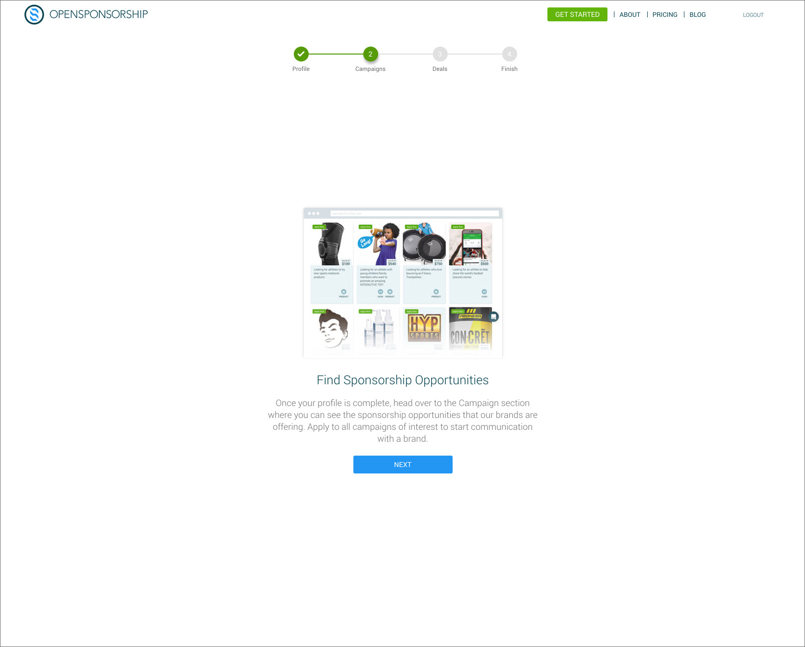 Original sign-up flow.