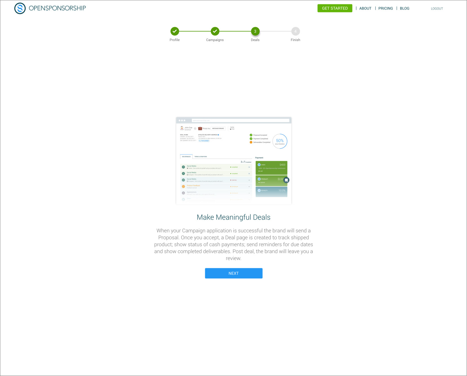 Original sign-up flow.