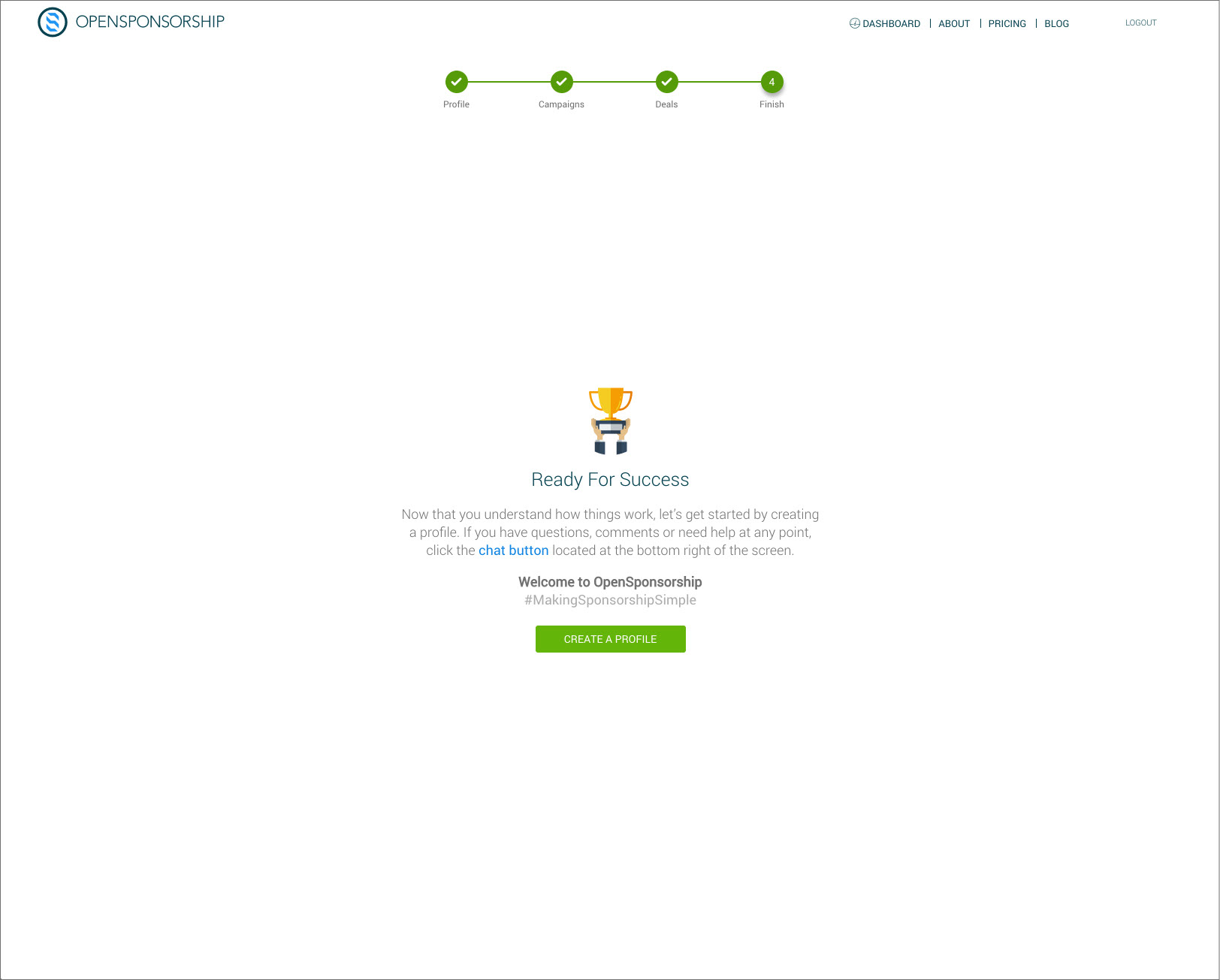 Original sign-up flow.