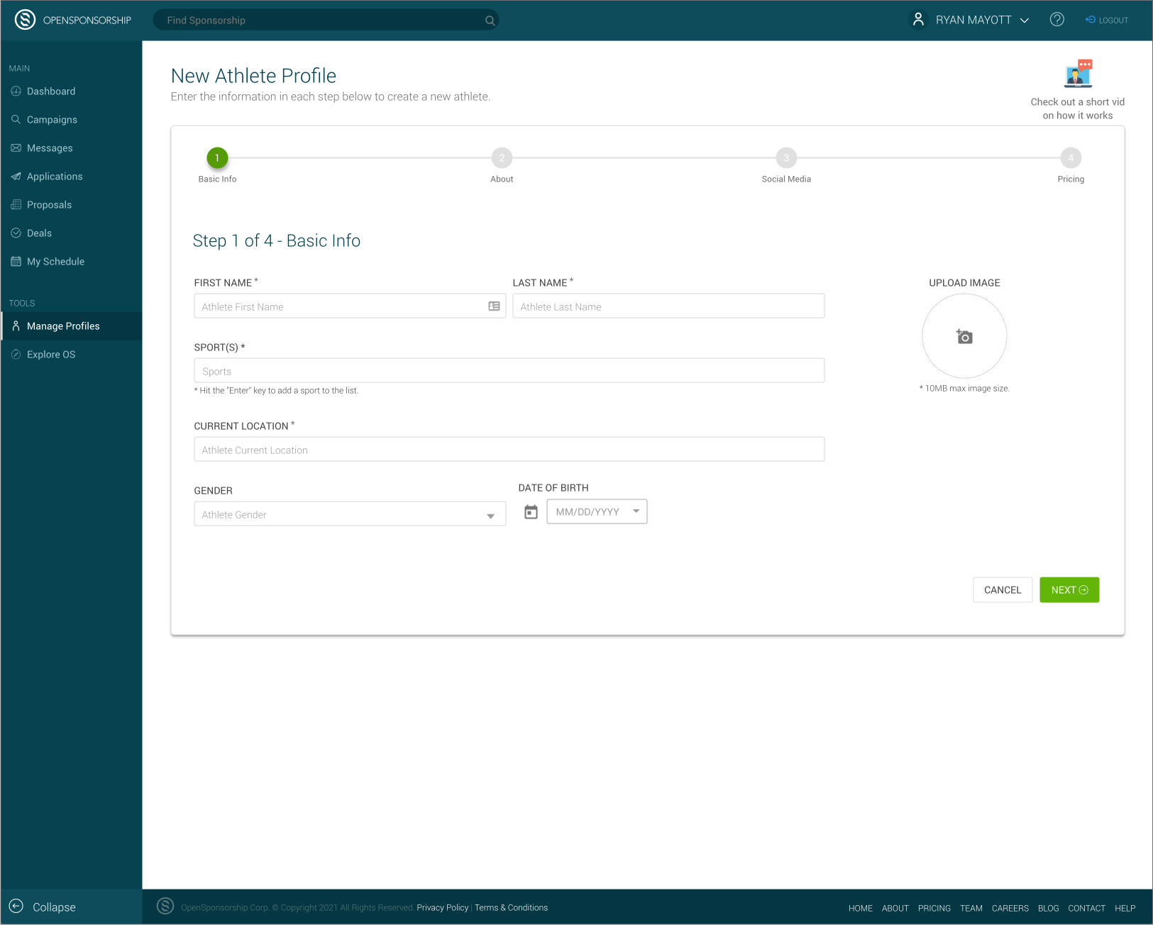 Original sign-up flow.