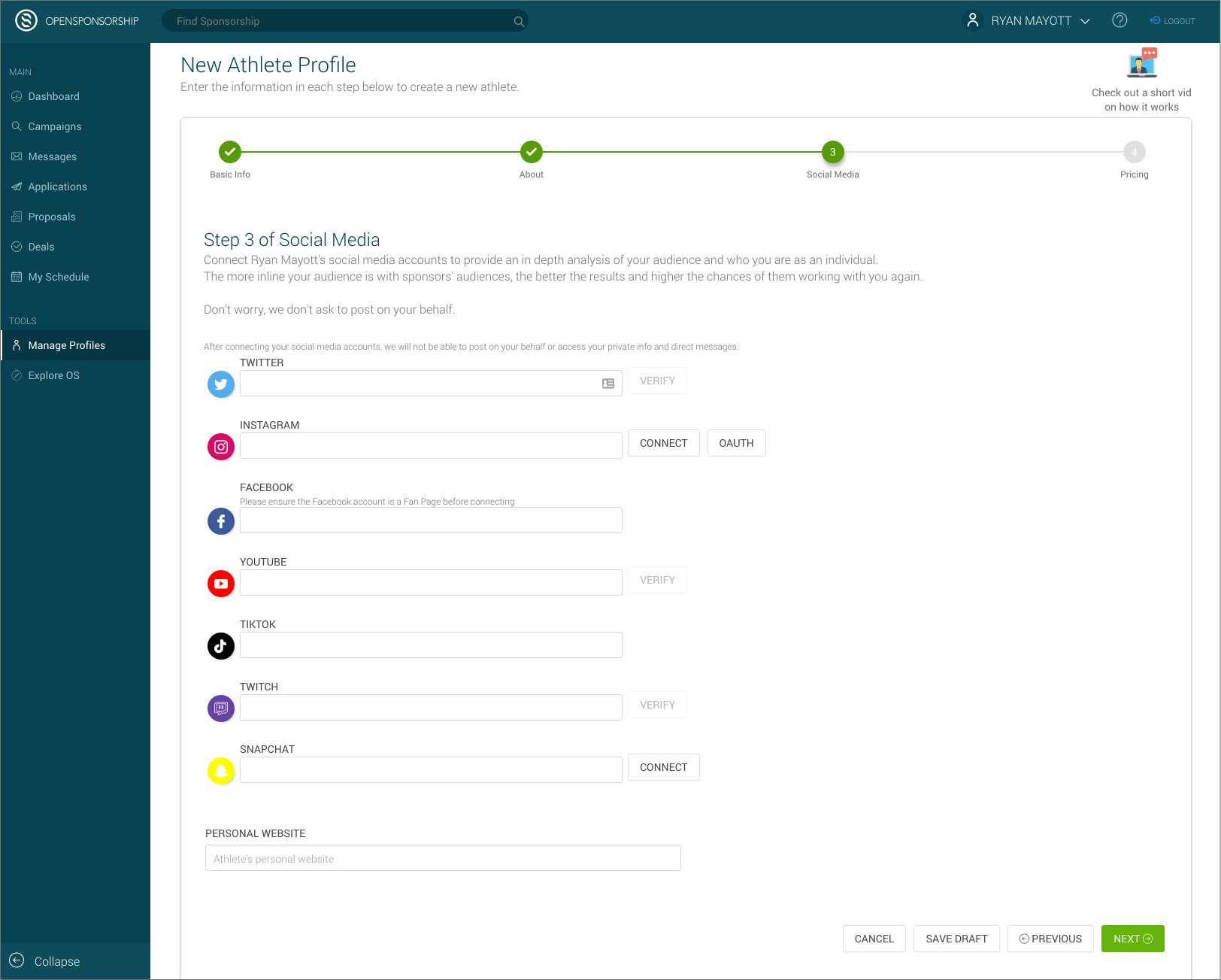 Original sign-up flow.