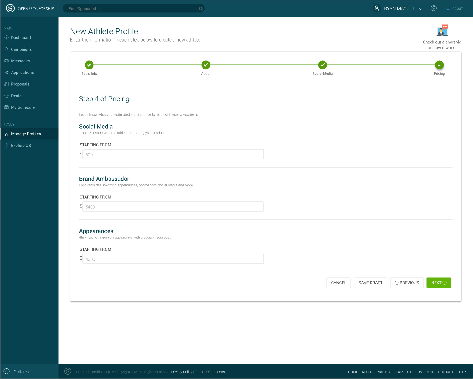 Original sign-up flow.